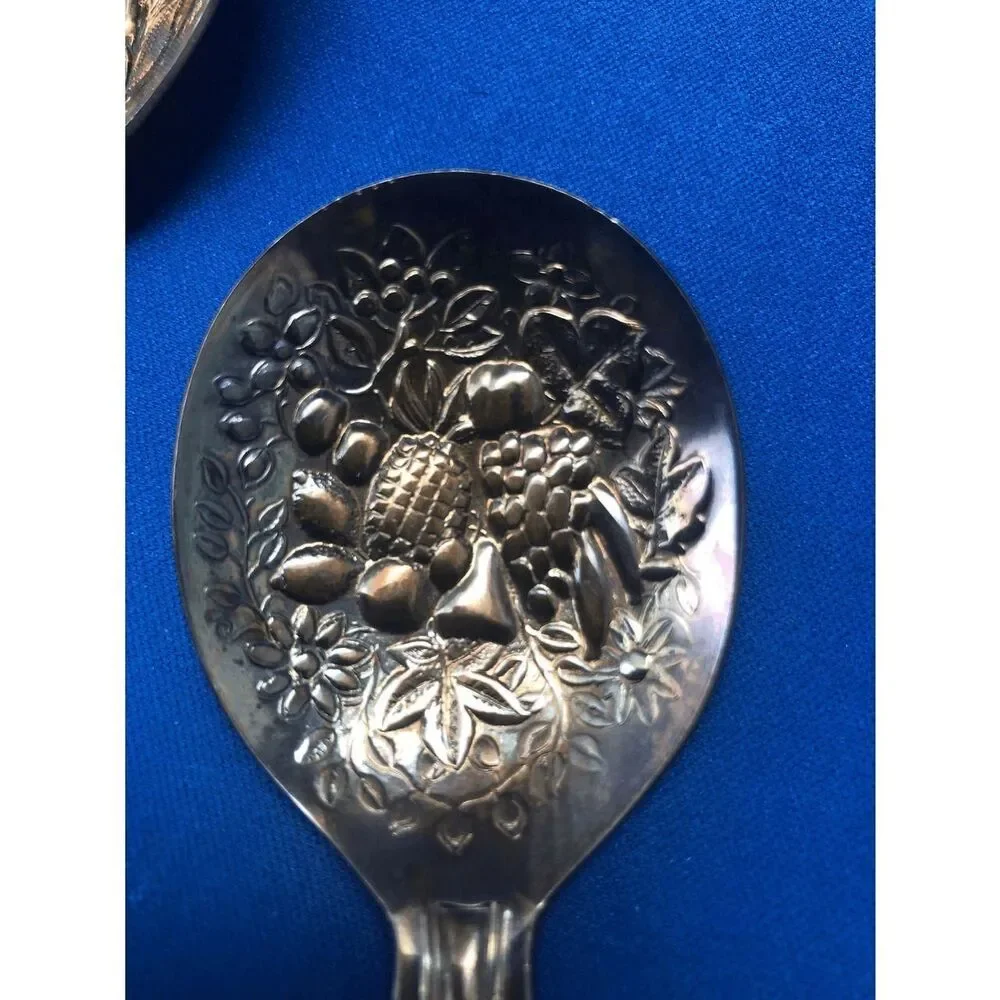 sheffield england serving spoons fruit silver multi color 2Pc